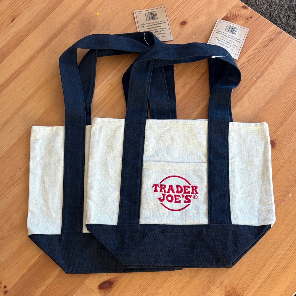 Trader Joe's Black and Cream Canvas Tote Bag